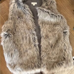 Merona Gray Faux Fur Vest